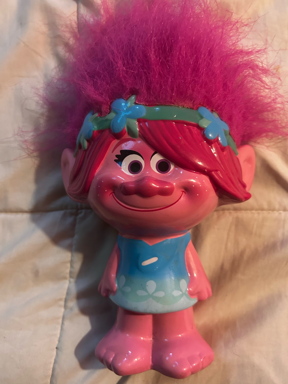 Trolls Pink Plush Troll with Blue Dress and Pink Hair